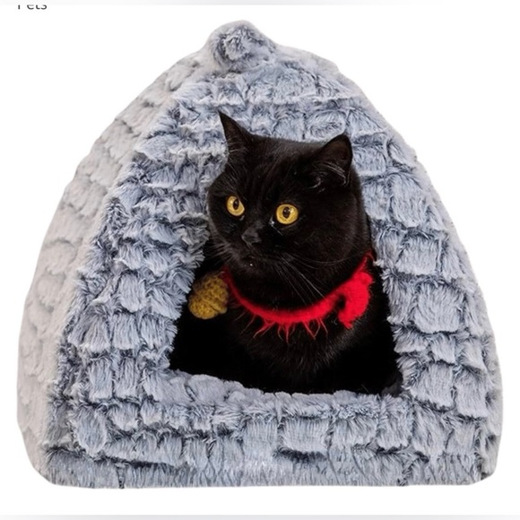 NEW Cozy Gray Cat Bed - Picture 2 of 16